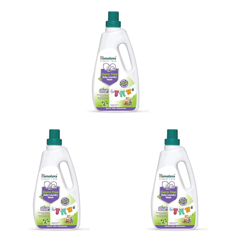 Himalaya Germ Free Baby Laundry Detergent with Plant Based Cleansers & Biodegradable Ingredients (Bottle, 1 Litre) (Pack of 3)-image-7