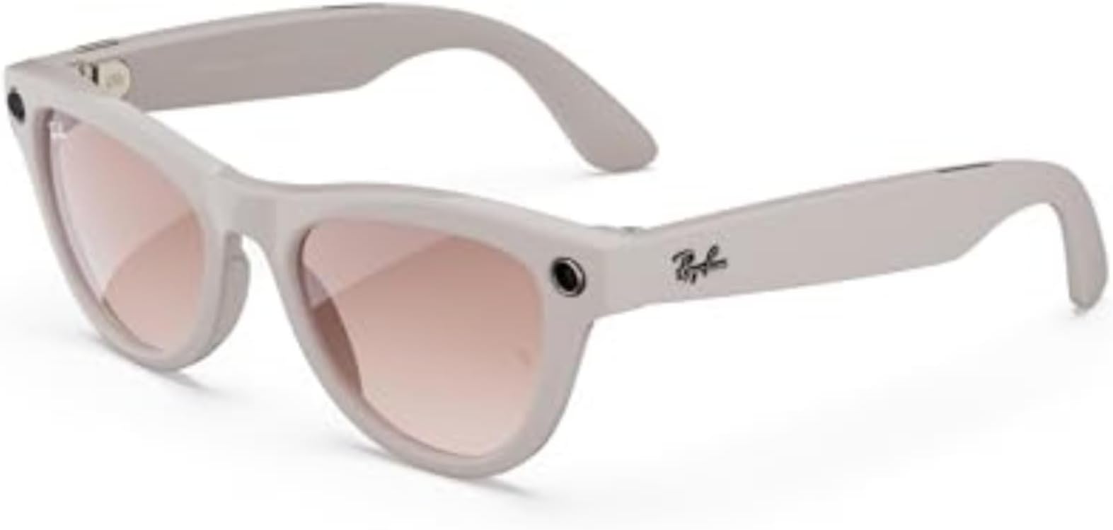 Ray-Ban Meta (Gen 1), Skyler, Shiny Chalky Grey | Smart AI Glasses for Men, Women — 12 MP Camera, Open-Ear Speakers for Audio, Video Recording, Bluetooth — Cinnamon Pink Lenses —Wearable Technology