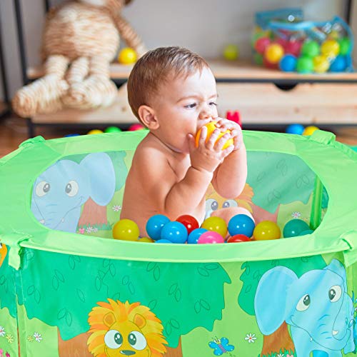 Relaxdays 10028881 ballenbad Baby, jungle baltent met 50 ballen, vierkant, pop-up, HBT 29 x 80 x 80 cm, ballenbad, groen - Afbeelding 4