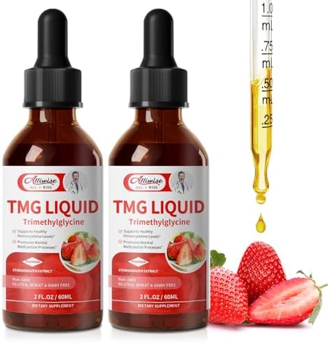TMG Supplements Liquid Drops 1000mg - Trimethylglycine for Methylation Support, Healthy Homocysteine Levels & Cardiovascular Health, Liver & Brain Support | Vegan, Non-GMO (4 Fl Oz)