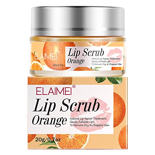Lip Scrub, Lip Scrub Exfoliator And Moisturizer, Natural Lip Mask Treatment Care, Repair Dry And Cracked Lips (Orange) #TOP7