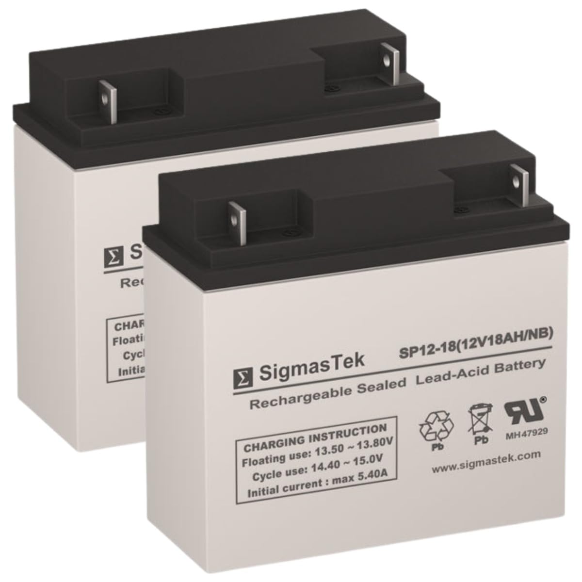 SigmasTek SP12-18 (NB), 12V 18AH NB SLA Battery Compatible with: APC RBC7, SUA48XLBP, SUA24XLBP, SUA5000RMT5U, CURK7, CURK11, SUA2200XLT, SUA3000, SUA2200 (2 Pack)