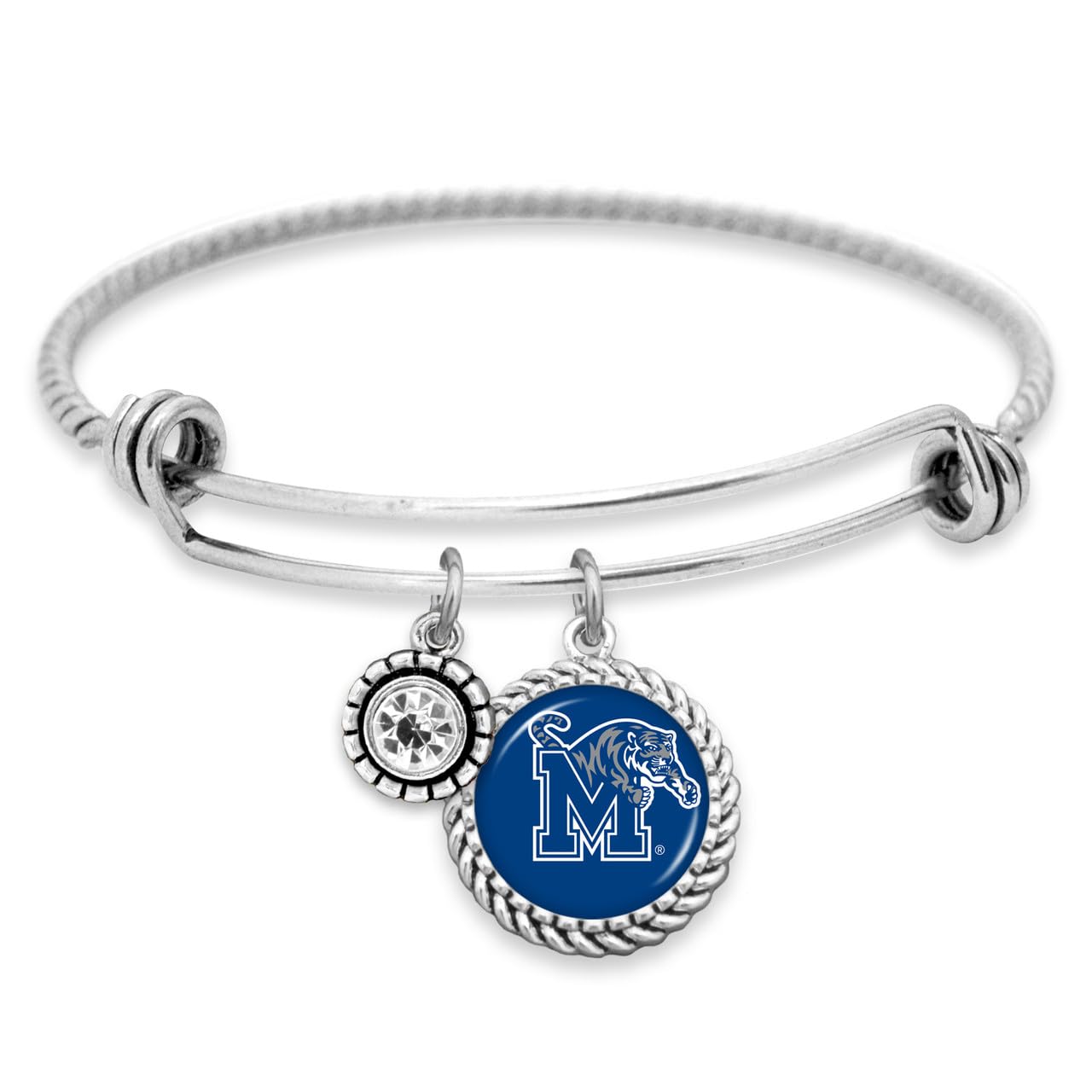 From the Heart Memphis Tigers Olivia Bracelet Silver Twisted Wire Jewelry Gift, Standard