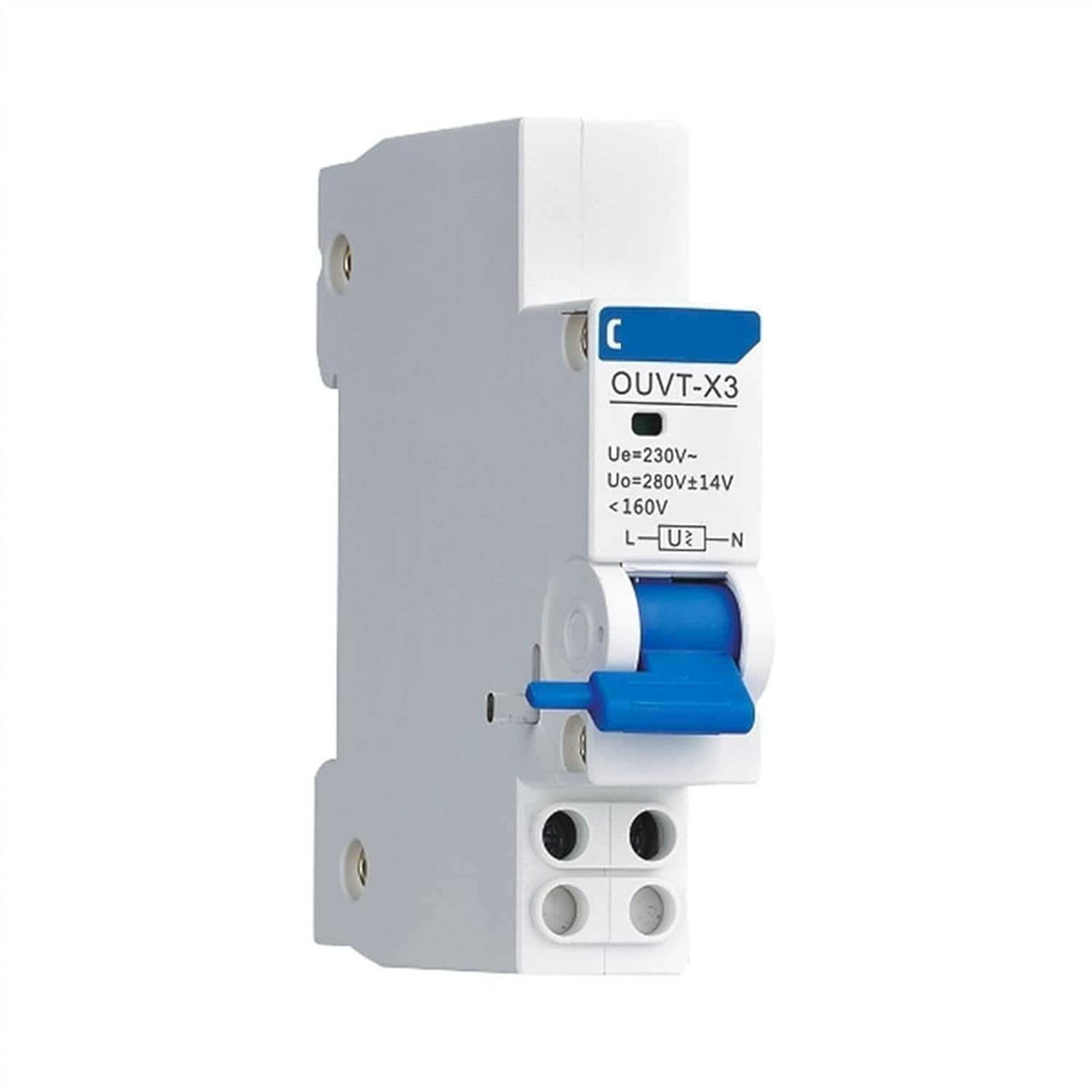 Wyłącznik automatyczny OUVT-X1/X3 wyzwalacz przepięcia i podnapięcia Ue AC 230 V 240 V 50 Hz Uvo 280 V Ui 500 V Ue 1 sztuka (rozmiar: OUVT-X1) (OUVT-X1)