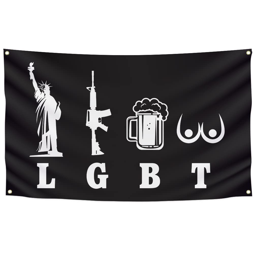 LGBT Flag 3x5 Ft Funny Banner Indoor Living Room College Dorm Cave For Wall Decoration Outdoor Hanging With 4 Brass Grommets 100% Polyester (LGBT-3)
