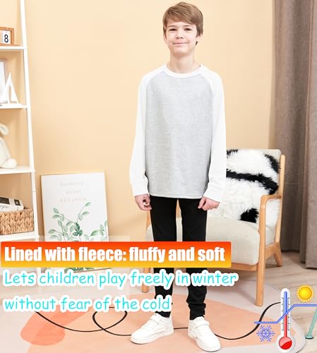 HIBETY Boy's 3 Pack Fleece Lined Long Sleeve Sweatshirts, UPF 50+ Sun Protection Athletic Shirts for Kids4