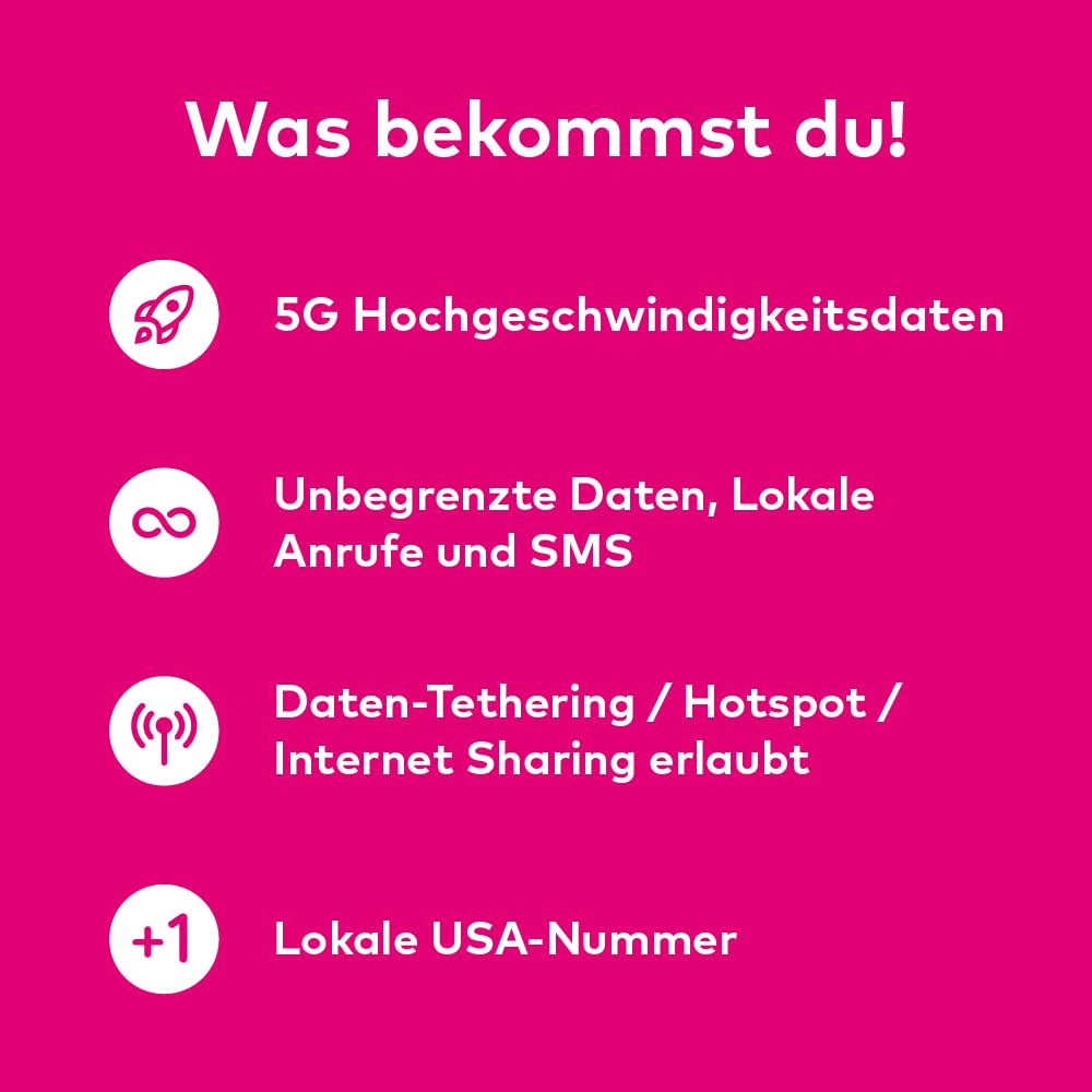 TSIM Prepaid USA SIM-Karte für 30 Tage Reise | Unbegrenzte 4G/5G High-Speed-Daten in den USA | Unbegrenzte lokale Anrufe + Kostenlose eingehende Anrufe & SMS | Aufgerüstete 5G SIM-Karte