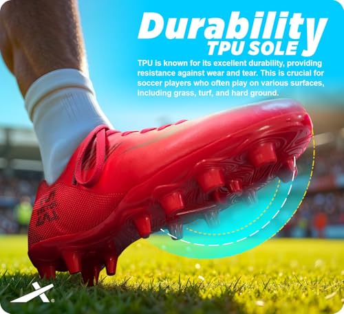 Image of Vector X Fortune Football Shoes|Synthetic Leather Upper with Durable TPU Sole|Padded Ankle Collar|Premolded Heel|Lightweight Sports Footwear Soccer Studs for Adult, Men & Boys