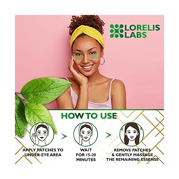 Premium Green Tea Matcha Under-Eye Patches for Puffy Eyes and Eye Bags - Anti-Wrinkle Under-Eye Mask for Dark Circles and Puffiness with Hydrating Effect - Hyaluronic Acid and Collagen Eye Pads