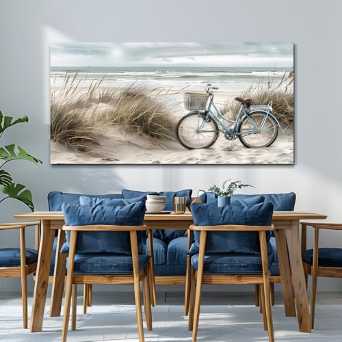 ERQINHUA Modern Canvas Print Wall Art Vintage Home Decorlawn Painting With Marine Beach Landscape Painting Office Living Room Bedroom Restaurant Wall Decor Home Decorcan Be Hung Directly 24x48 In
