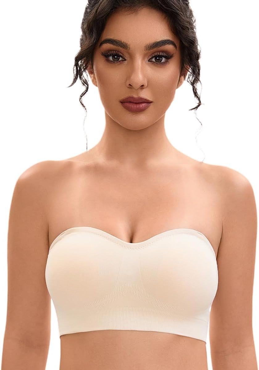 Strapless Tube Top Convertible Straps Bralette Light Beige