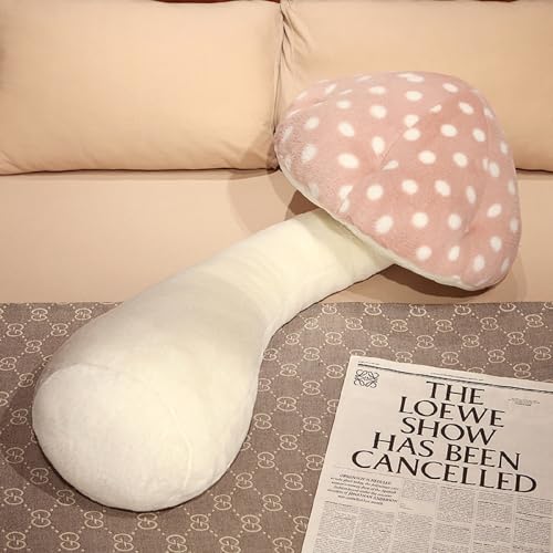 Image of Kapley Mushroom Plush Pillow, Soft Mushroom Pillow, Mushroom Shaped Stuffed Long Pillow, Mushroom Plush Body Pillow (Pink, 31.5 inches/80 cm)