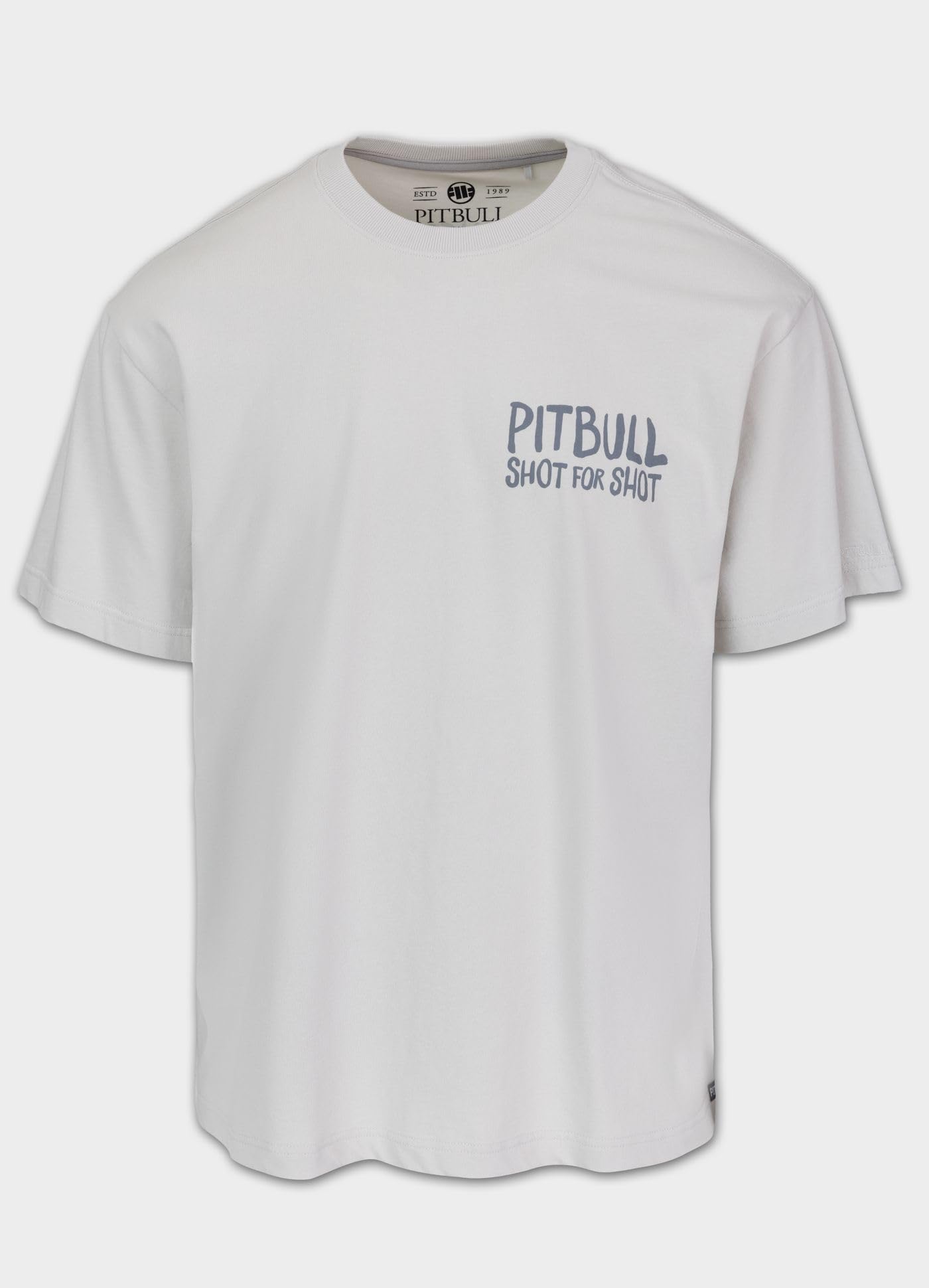 PITBULL - Maglietta da Uomo Shot for Shot, Oversize in Cotone Pesante 210g, Maglietta a Maniche Corte, Grande Stampa sul Retro, Girocollo, 100% Cotone, Maglietta Streetwear, vestibilità Comoda