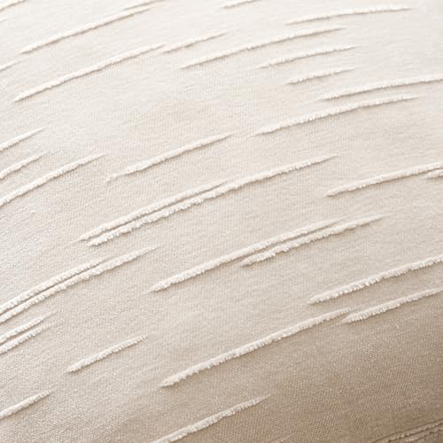 Image of Foindtower Pack of 2 Slubby Textured Chenille Throw Decorative Pillow Covers Square Accent Solid Cushion Cover Neutral Farmhouse Pillow Case for Couch Sofa Bedroom Living Room 18x18 Inch,Ivory