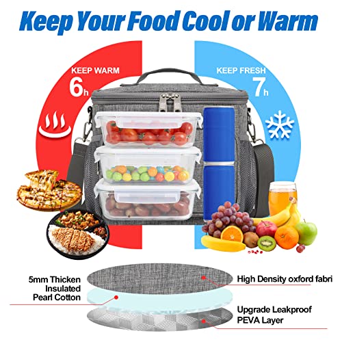 Macadamla Weinas Lunch Bag For Women/Men,Insulated Lunch Box Cooler Bag For Adult,Collapsible Leakproof Lunch Bag With Adjustable Shoulder Strap For Work Office Picnic Beach Grey S #TOP1