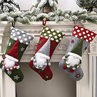 FREESOO 3PCS Christmas Stocking Sock Gift Bag Tree Decorating Supplies Festival Creative Decorative 3D Socks Hanging Ornaments Decoration
