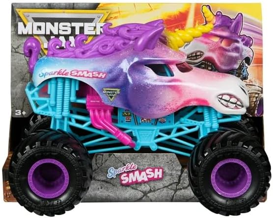 Monster Jam Sparkle Smash 1:24 Scale Official Monster Truck, Die-Cast Vehicle with Realistic Details and BKT Tires, Collectible Toy Truck for Kids Ages 3 and Up by Spin Master