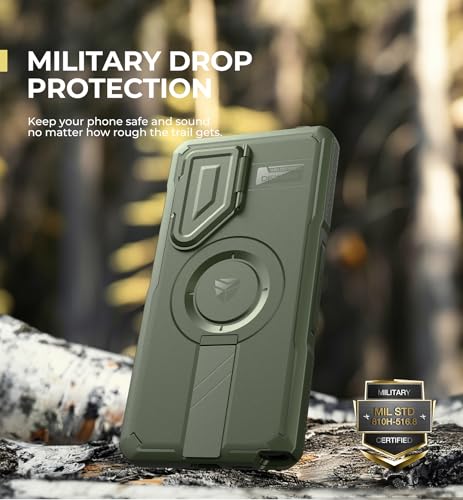 Image of Dexnor for Samsung Galaxy S25 Ultra Case with Camera Cover & Adjustable Kickstand & Built-in Screen Protector, Magnetic Rugged Shockproof Bumper Cases Heavy-Duty Protective Cover (2025),Army Green