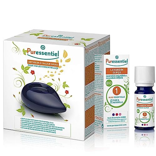 Puressentiel - Diffuseur à Chaleur Douce Perle de Nuit + Huile Essentielle Lavandin Bio - Made in France
