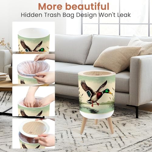 Pequeña caneca de basura con tapa 1.8 galones cilíndrica miniatura 4