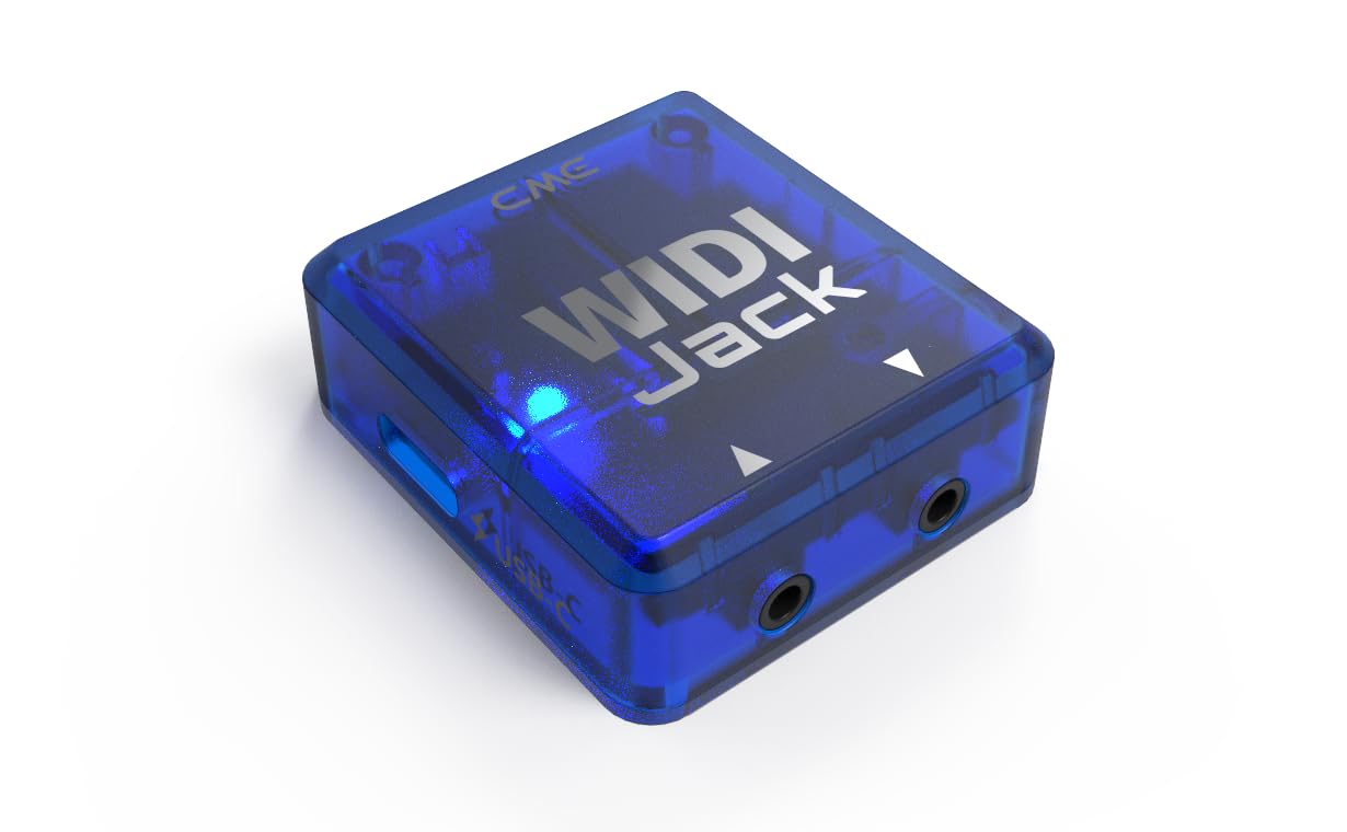 CME WIDI Jack - Interfaz MIDI Bluetooth para dispositivos TRSDIN MIDI - Alimentación por MIDI Out o USB-B-C - Ultra baja latencia inalámbrica MIDI