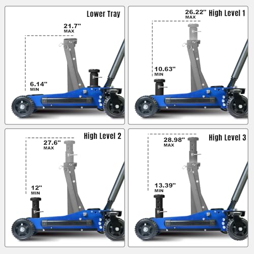 Image of Jack Boss 3 Ton Off Road Jack with Big Wheels, Dual Pumps Hydraulic Lift, Heavy Duty Off Road for Trucks and SUV, Off-Road Vehicle Jack