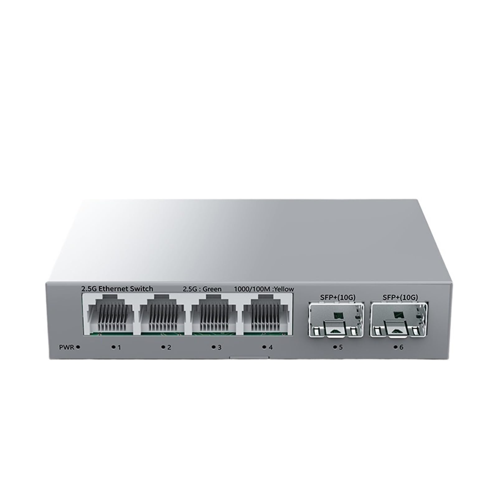 OSHZIKJII 2.5Gb Switch 4 Port 2.5G Unmanaged Network Switch with 2 Port 10GbE s-f.p+ Slot Setup Ethernet Switch Plug&Play(A/.U Adapter)