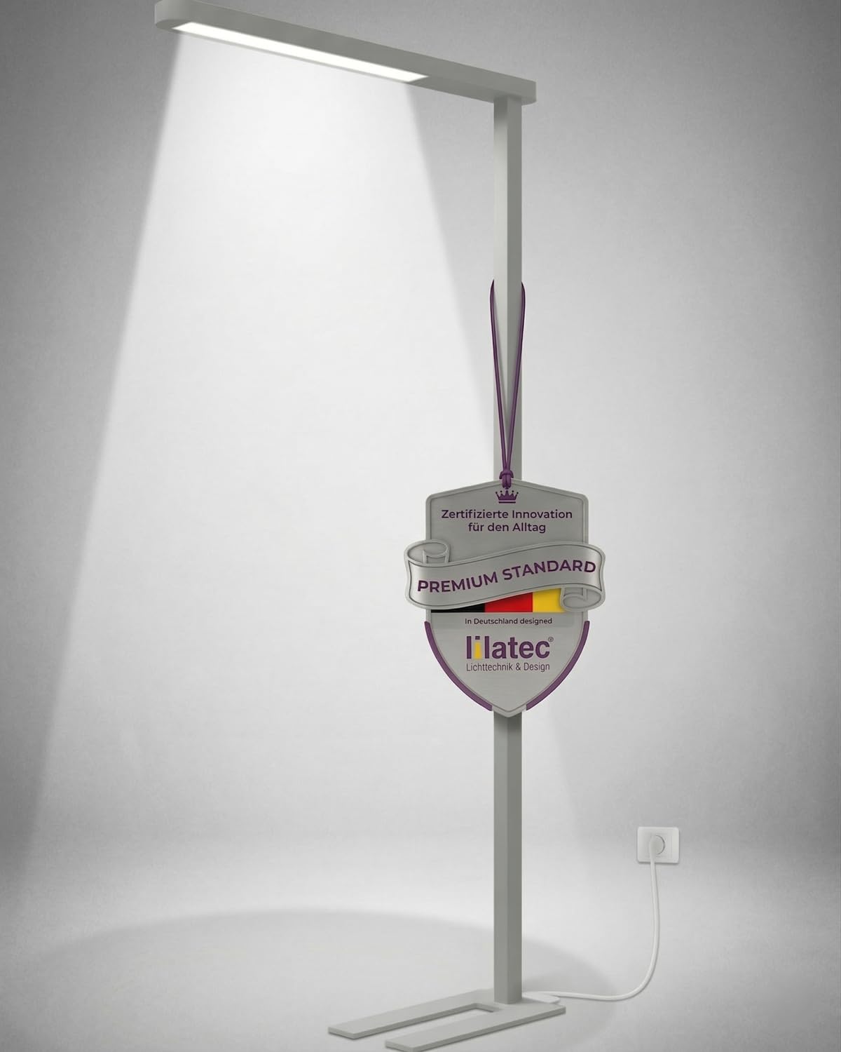 LED Stehlampe Büro, Optimale Arbeitsplatzleuchte laut DIN 12464-1 mit 50W und 5600lm, Neutralweiß (4000K), Stehlampe, Büroleuchte oder Büro Stehleuchte, Einsatz als Standleuchten & Deckenfluter