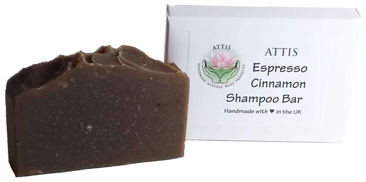 ATTIS Handmade Espresso | Cinnamon Shampoo Bar | with Coffee powder and Clove Essential Oil[Amazon-developed Certification] Compact by Design