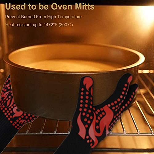 Bbq Gloves 1472℉ Extreme Heat Resistant Protective Cooking Gloves Food Grade Kitchen Oven Mitts With Silicone Non-Slip Grip For Bbq Cooking/ Baking/Smoker/ Fireplace/Welding/ Large & Xl (Red+Blue) #TOP7