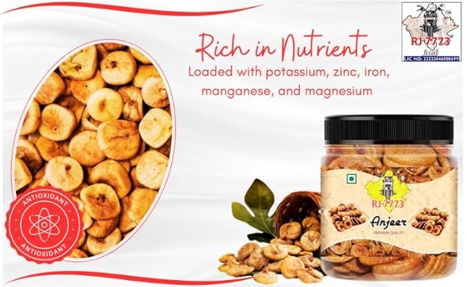 Image of RJ 7773 Premium Dried Afghani Anjeer, Rich in Fibre, Calcium & Iron, Low Calorie, Fat-Free Dried Figs (500g)