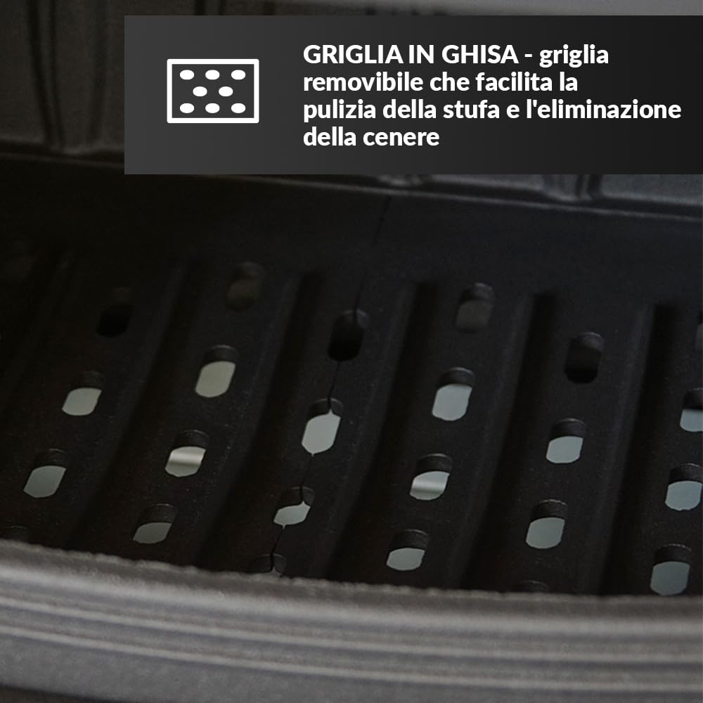 KRATKI Stufa a legna in ghisa KOZA K7 5kW Ø130mm - riscaldamento efficiente gamma di potenza 3-8kW, Stufa in ghisa economica ECO-DESIGN - Stufe Vintage & Svedesi - Classe di efficienza energetica A