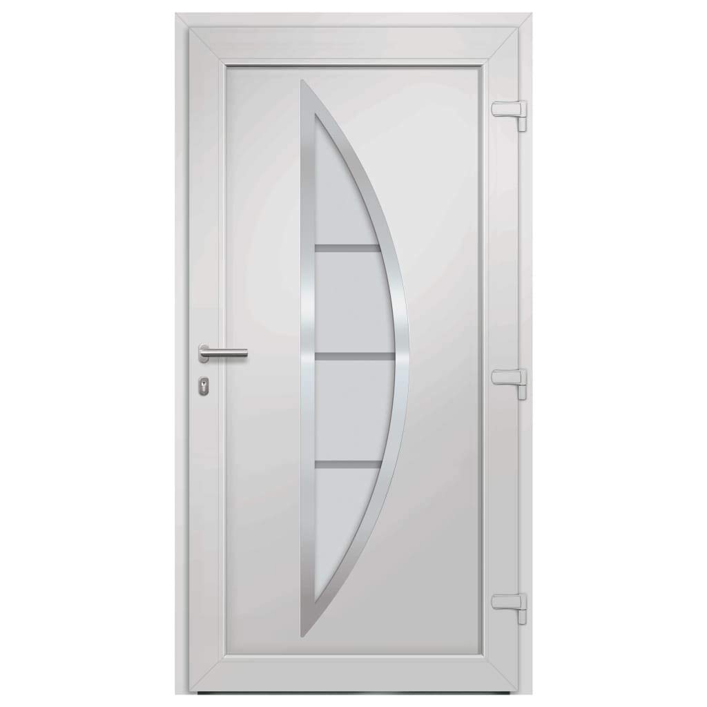 vidaXL Porta di Ingresso con Accessori Sicurezza Eleganza Entrata Casa Edifici Soglia Alluminio Rinforzi e Anima in Acciaio Bianca 108x200 cm
