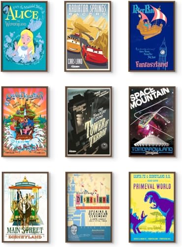 Image of Disney Parks Wall Art - Disneyland Wall Art, Disneyland Gifts, Vintage Retro Disney Theme Park Merchandise, Splash Mountain Poster, Collectibles, Memorabilia -Unframed Reproduction Set of 9 (11x17")
