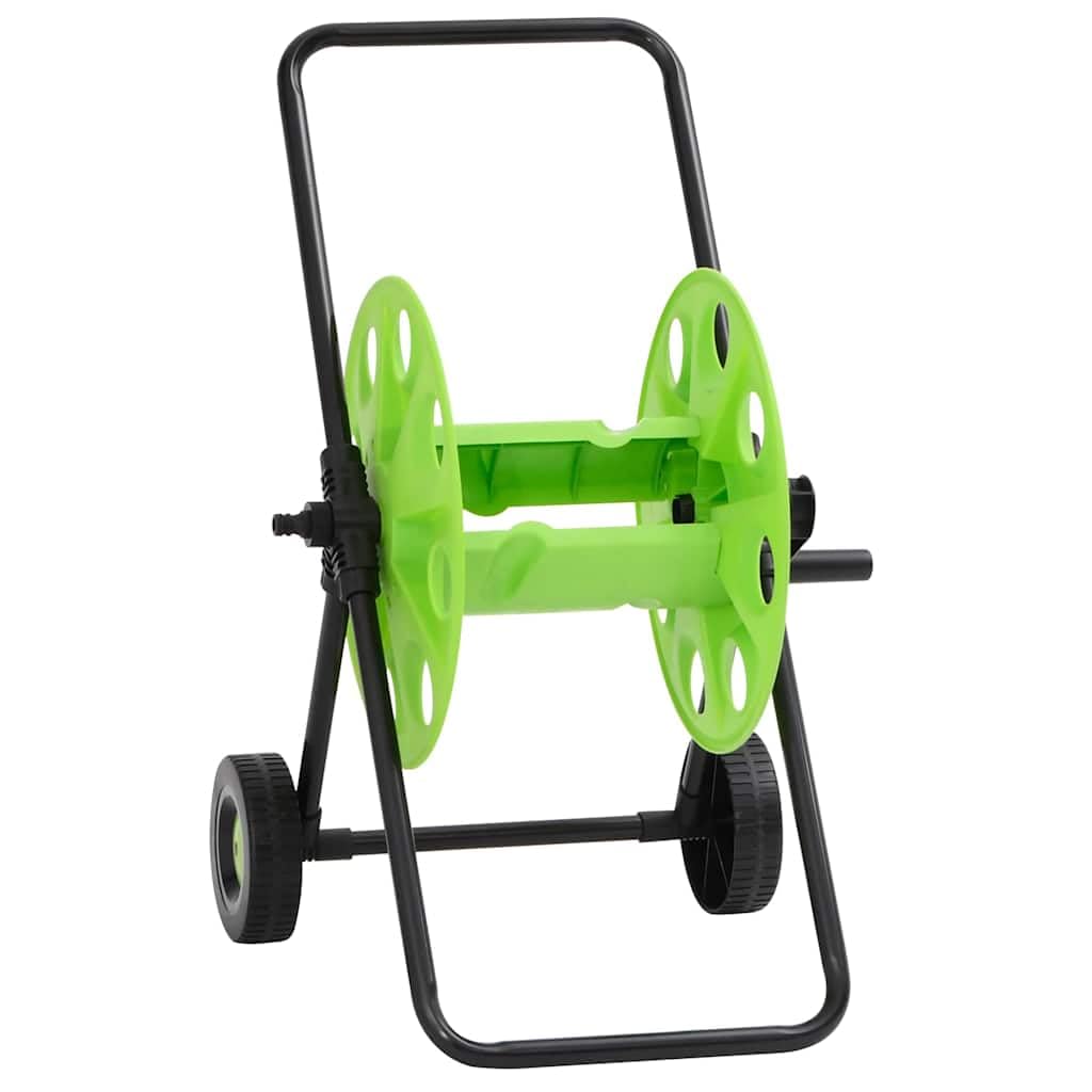 Schlauchwagen für 60 m 1/2 Zoll Schlauch, verzinkter Stahl, grün – mit langem Griff und Rädern für einfache Bewegung im Garten, verhindert Verheddern und Knicken