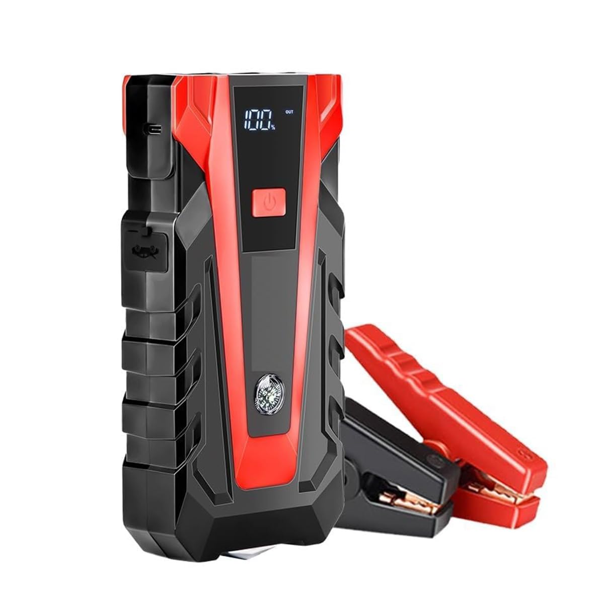 Klack Arrancador de Batería Portátil 12V 14000 mAh con Power Bank | Linterna LED 3 Modos, USB Tipo C Carga Rápida, Brújula Integrada, Pinzas Inteligentes, Estuche Incluido
