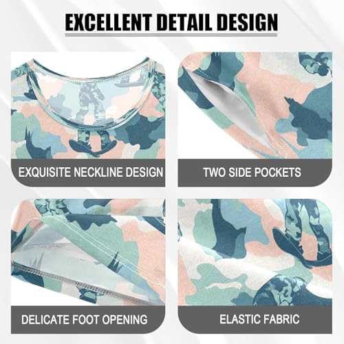 ALAZA Snowboarding Camo Pajamas Set Short Sleeve Cotton Sleepwear Summer Pjs 2 Piece 5-14Y4