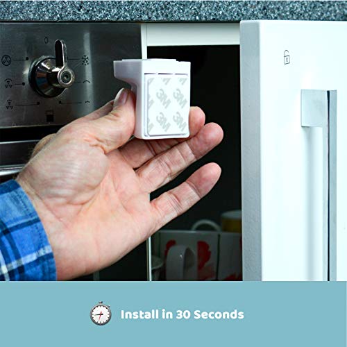 BABYGO Magnetic Child Safety Locks Cupboard, Cabinet & Drawer Lock, (10 Premium Locks, 2 Keys & 8 Free Corner Protectors) 30 Second Easy Install, No Screws, Protect Kids & Baby Proof Your Home!