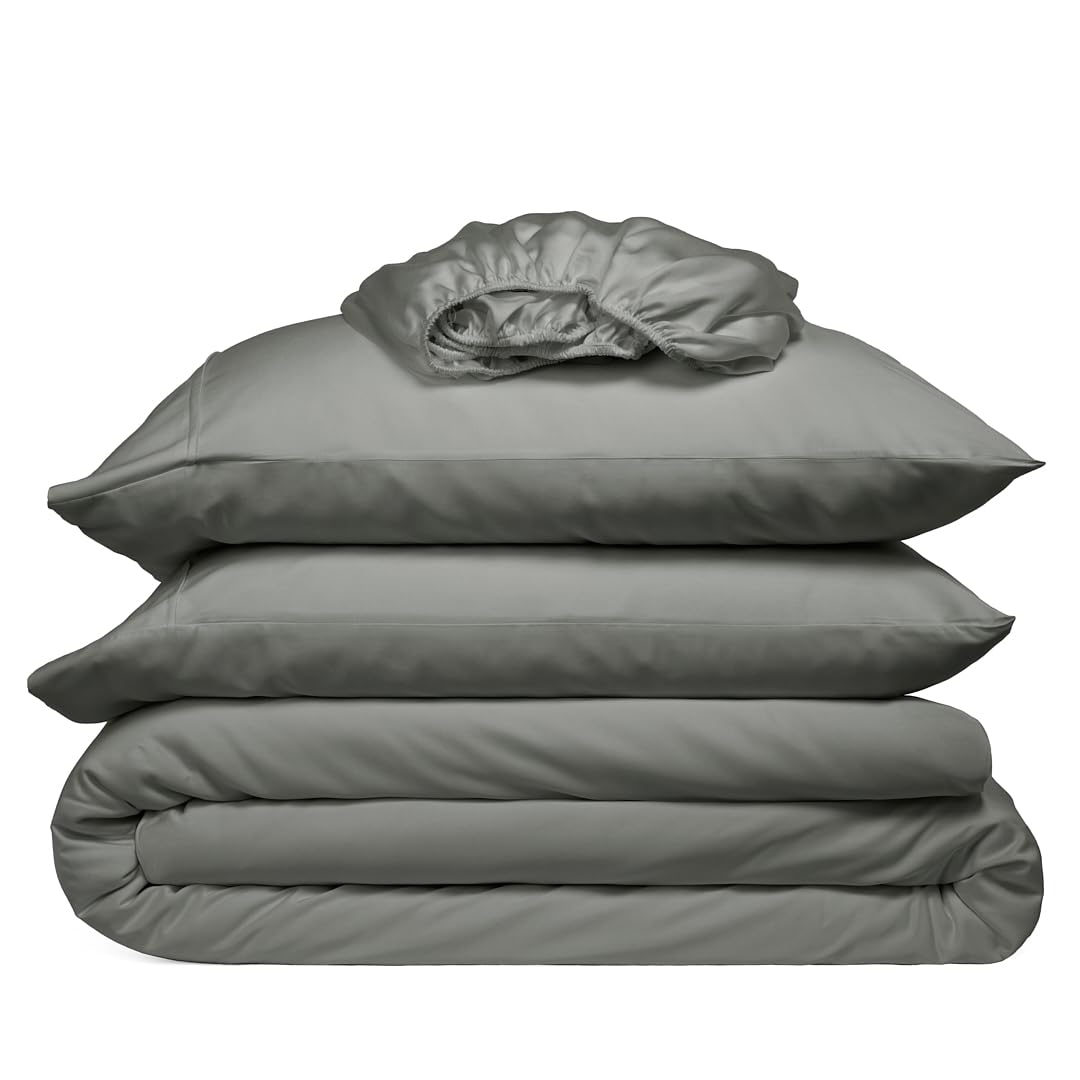 Cosy House Collection 100% Rayon Derived from Bamboo Bed Sheet Set - Cooling, Breathable, Silky Soft Deep Pocket Bedding Set (King, Grey)
