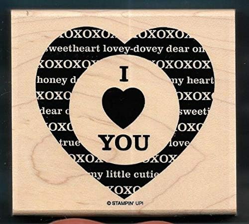 Wooden Mount Rubber Stamp for Card Making I Love You Heart XO True Dear Honey Valentine Word