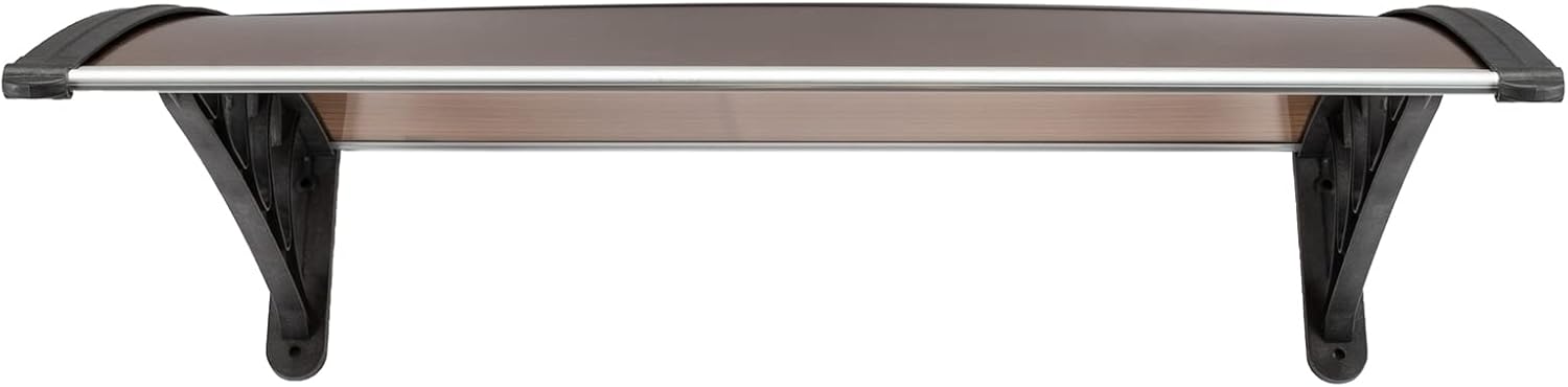 Outvita Window Awning Door Canopy 40"x35.4", Polycarbonate Cover Front Door Outdoor Patio Awning Canopy UV Rain Snow Sunlight Protection Hollow Sheet, Brown Board & Black Bracket