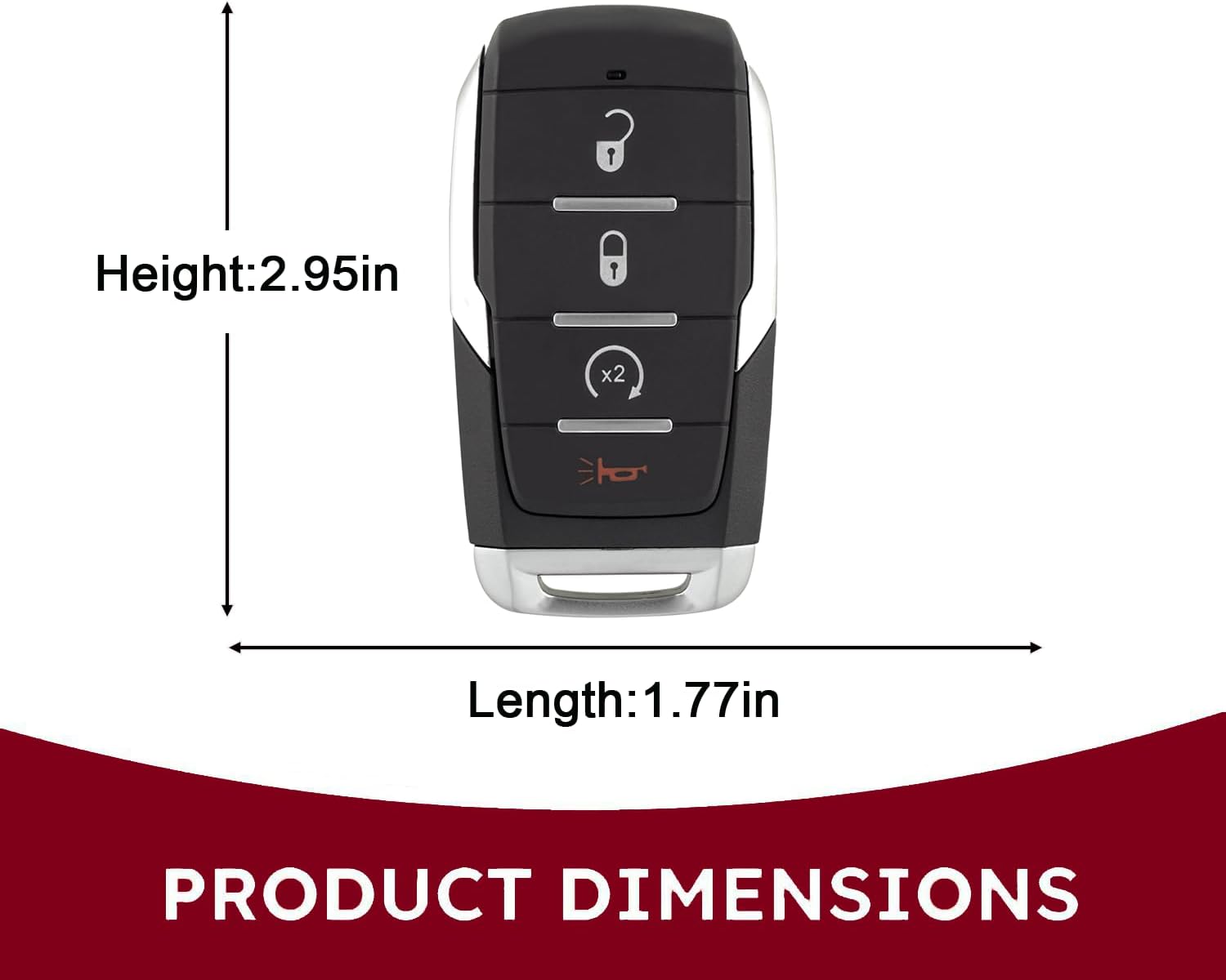Key Fob Case Replacement for Ram 1500 2019 2020 2021 2022 2023, Replace Part 68291687 FCC ID: OHT-4882056, 4-Button Empty Remote Shell Cover (No Electronics) - Durable & Easy to Installl