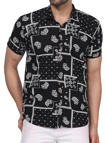 Image of CVC Fashion Men's Printed Button-Down Shirt - Aesthetic Regular Fit Half Sleeve Casual Shirt for Men, Ideal for Summer & Beach Wear