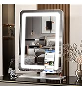 Hasipu Vanity Mirror with Lights, 16"×12" LED Makeup Mirror, Lighted Makeup Mirror with Lights, S...