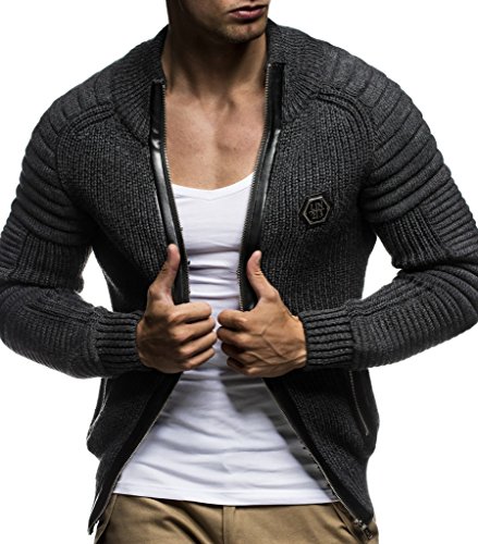 Leif Nelson Men's Zip Up Knitted Cardigan LN51752
