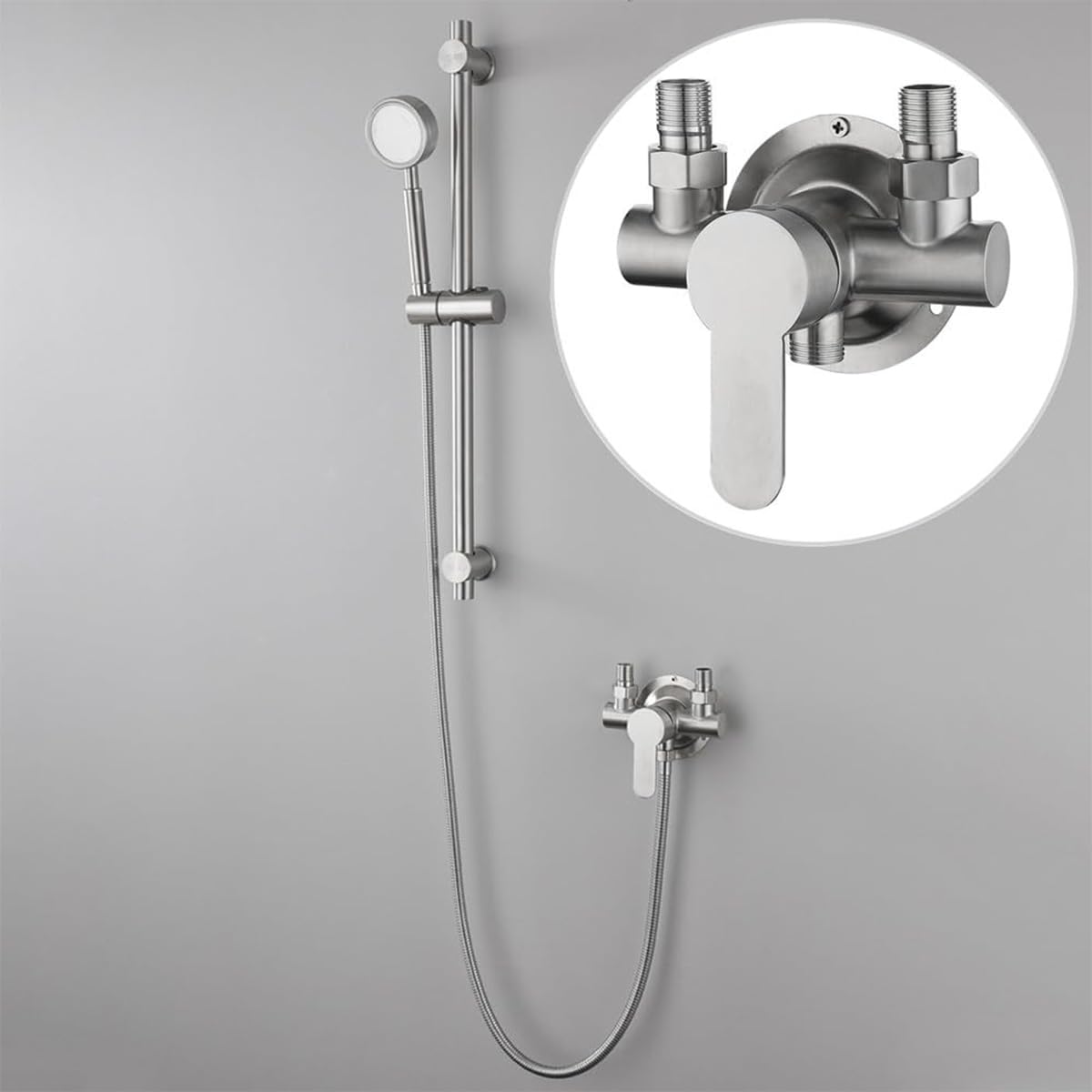 Rubinetto per Doccia Moderno a Parete, rubinetti per Doccia con valvola di Controllo, Rubinetto per Doccia in Acciaio Inox, Miscelatore per Acqua Calda e Fredda a Parete