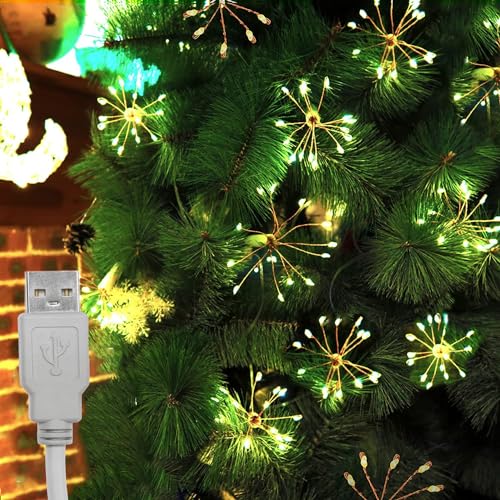 Image of Desidiya 12 Bright Starbursts Design Sparkle 10 feet LED Light with USB Operated for Diwali Decoration Christmas, Wedding, Party, Home, Patio Lawn Warm White