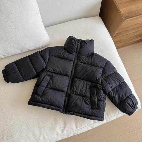 Kids Cropped Puffer Jacket Stand High Collar Zip Up Padded Coats Winter Soft Warm Quilted Outerwear with Pockets3