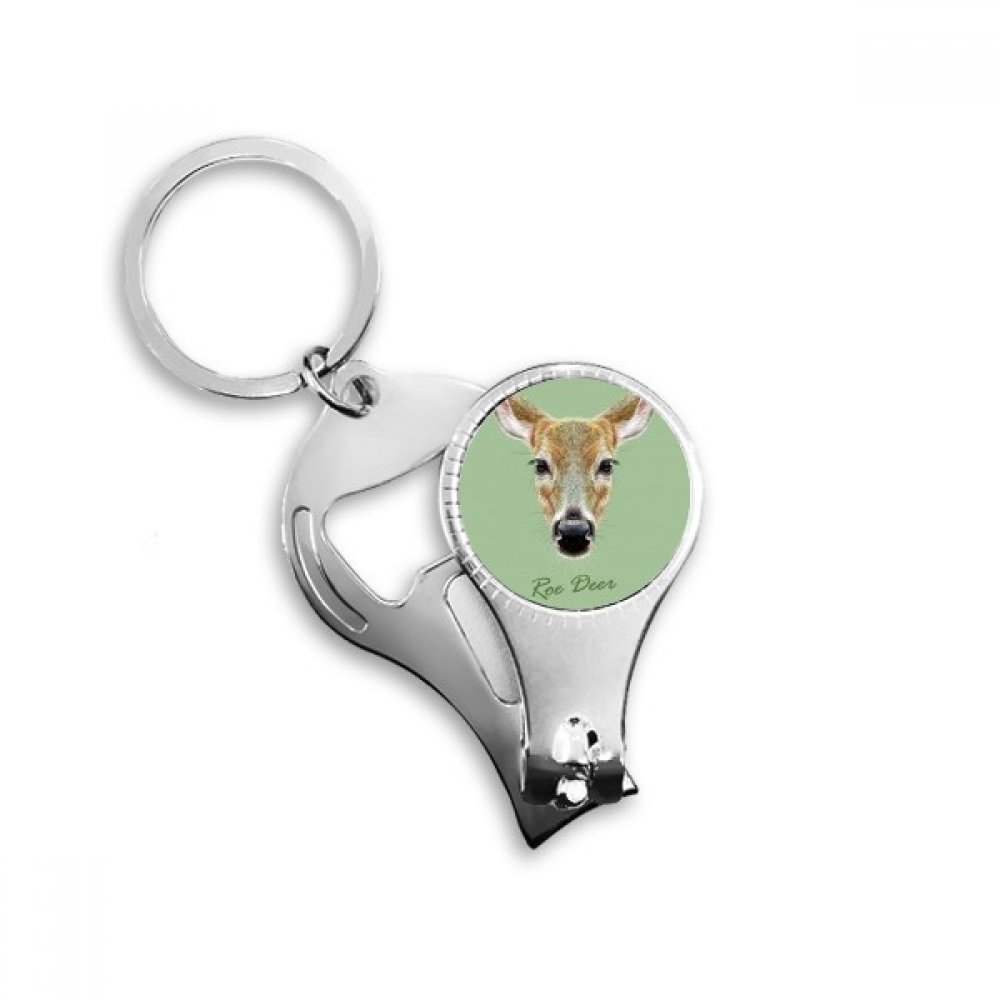 Porte-clés chevreuil marron animal avec décapsuleur intégré et anneau pour clé de voiture