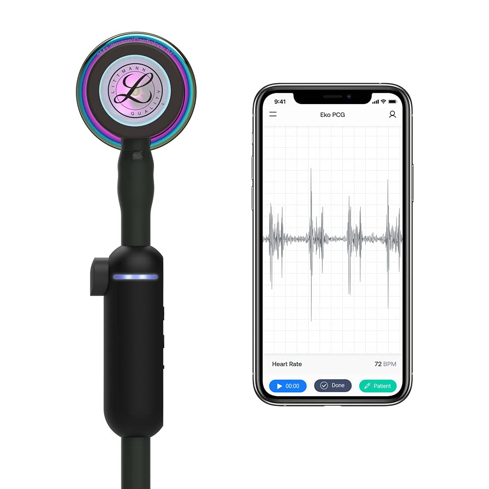 3M Littmann Core Digital-Stethoskop MIT GRAVUR Digitalstethoskop (Rainbow-Schwarz)